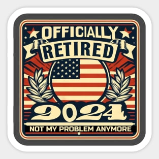 Officially retired 2024 for men with American flag Sticker